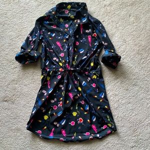 Black drawstring dress with cosmetics, NWOT, size medium